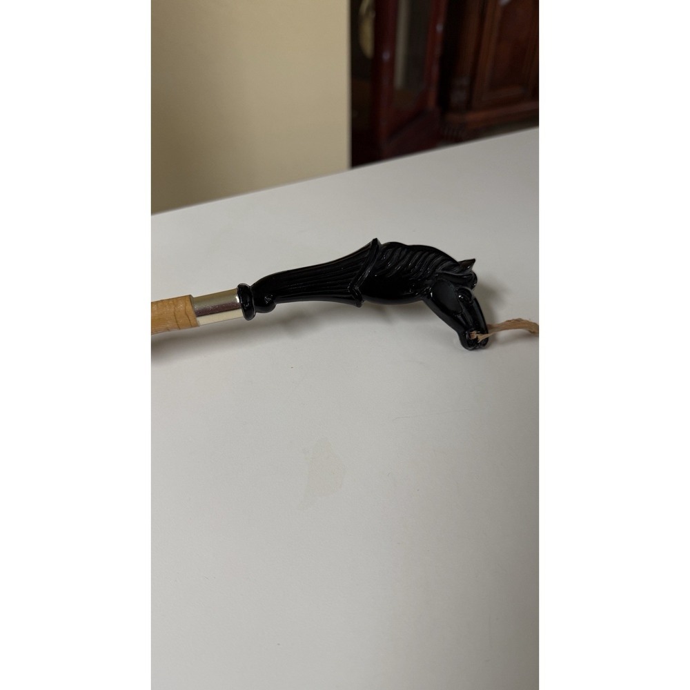 Vintage 50s Mid Century MCM Horse Head Shoe Brush Bamboo Handle 15"‎ - Picture 9 of 11